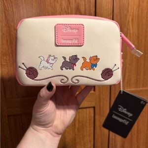 Loungefly Disney Aristocats Pink and Cream Small Cosmetic Bag NWT